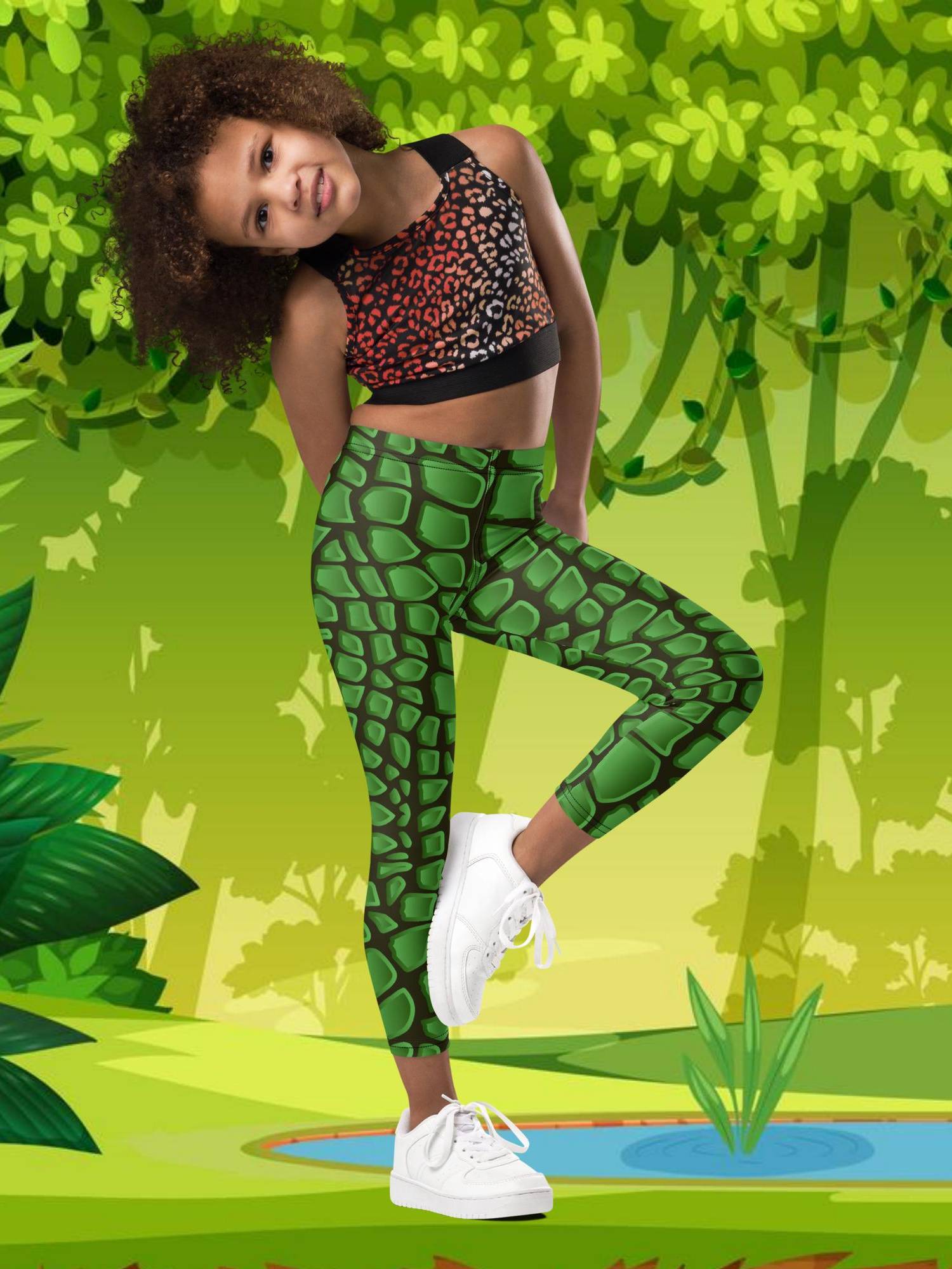 Crocodile Print Kids Leggings for Children